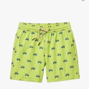 NWT Fair Harbor Kids Swim Trunks - Lime Green with Blue Car Print